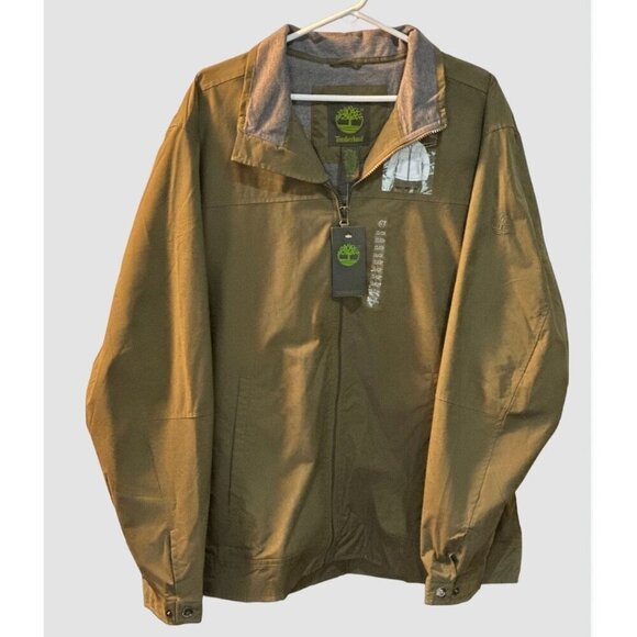 NWT Mens Timberland Fleece Lined Green water resistant windbreaker jacket SZ XL - Picture 1 of 12